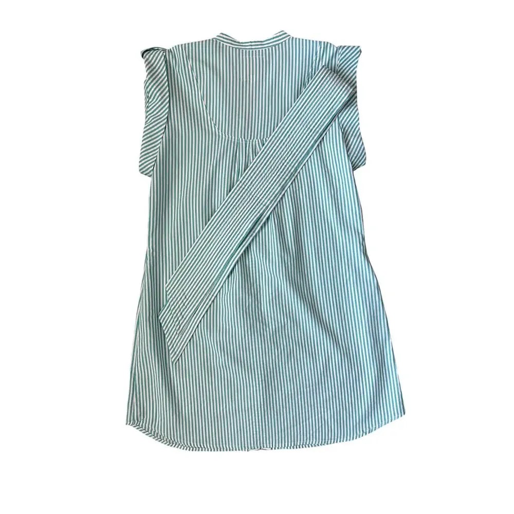 Bell by Alicia Bell Kat Mini‎ Dress Green & White Preppy Striped Size Medium - Picture 11 of 12
